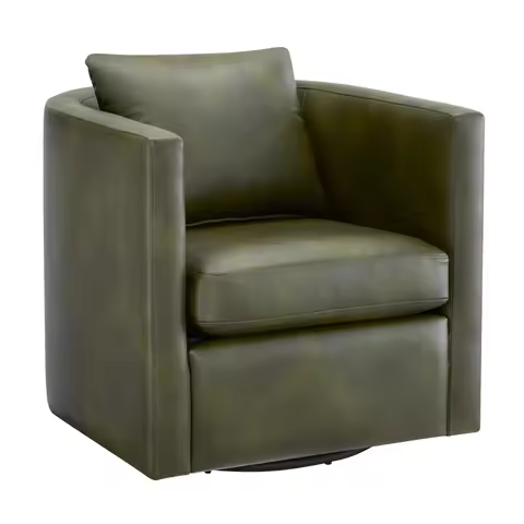 Sutton Fern Green Faux Leather Swivel Barrel Chair Modern Chair