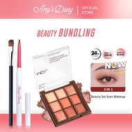 AMY'S DIARY 3Pcs Kit Eyeliner Brush Eyeshadow Palette Pigmented