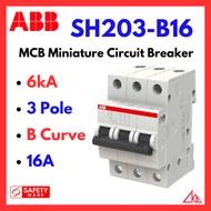 (SG Stock) ABB MCB (SH203-B16) 6kA B Curve 16A 3Pole Miniature Circuit Breaker