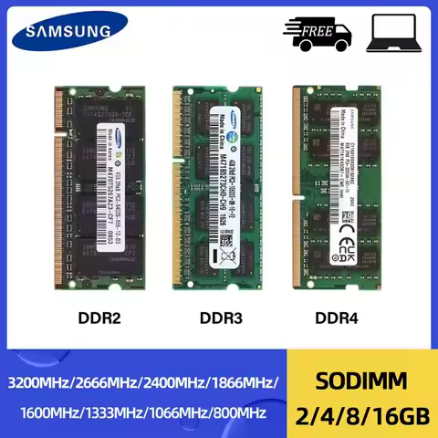 Samsung Laptop Memoria 16GB 8GB 4GB 2GB DDR2 667 800MHz DDR3 1600 1066 1333 1866MHz DDR4 3200 2133 2