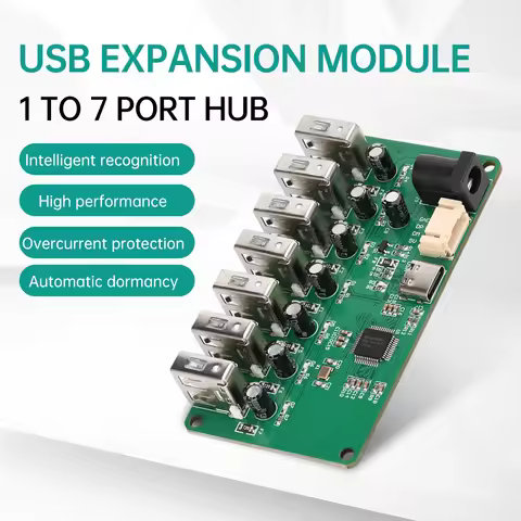 USB 2.0 Hub Module 1-to-7 Port Hub USB Expansion Module Micro USB Port / Type-C Port