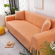 HMLOPX Solid Color Stretch Couch Covers, Furniture Protective Case, Polar Fleece Fabric Skin-Friendly Sofa Slipcovers, with Pillowcases and Anti-Slip Bar (1/2/3/4 Seater)
