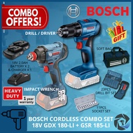 BOSCH 18V GDX180 IMPACT WRENCH + GSR185 DRILL / DRIVER (CORDLESS COMBO SET) C/W 2 BATTERY &amp; 1 CHARGER | GDX 180 GSR 185