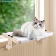 SEPTEMBER Cat Window Perch, Easy To Adjust Wood Frame Cat Hammock, Large Metal Hooks No-punching Sturdy Cat Bed Seat Windowsill