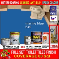 FULL SET Epoxy Floor Coating [FREE Painting Tool Set] 1L - 649 Marine Blue • Package A