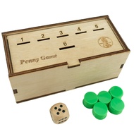 Penny Game - Fun Board Game Works with Pennies, Get Rid of Coins to Win, Coin Game Wood Box for 2-6 