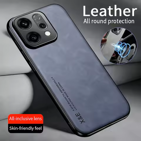 Soft Leather Texture Case For OPPO Reno 14 Pro 14F 5G Shockproof Car Magnetic Holder Phone Cover for