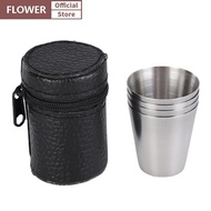 FOF 4 Pcs 30ML Stainless Steel Camping Cup Mug Portable Tea Coffee Beer Cup With ck Bag FOO