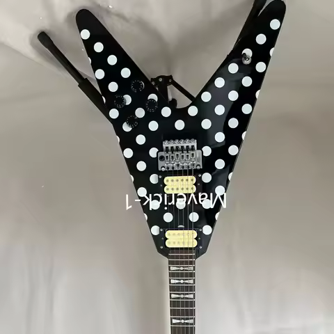 White Dot Electric Guitar Black Flight V Randy Rhoads Polka HH Pickups Guitar