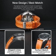 MAIKES Business Calfskin Leather Watchbands Black Women Men Genuine Leather Stainless Steel Butterfly Buckle Watch Strap