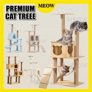 MEOW Premium Large Cat Tree House Wood Cat Condo Bed Scratcher House Cat Tower Hammock Cat Climbing Cat Scratcher House