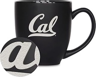 Rico Industries NCAA Cal Berkeley Golden Bears Main 16oz Matte Black Bistro Mug - for Hot or Cold Drinks - Team Logo Etched for Unique Feel