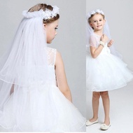 Girl's Tiara Crown Headband Bride Flower Veil Communion Garland Ntilla Wedding Accessories