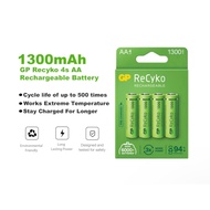 GP Recyko AA Rechargeable Battery  GP130AAHCE-2WB4 (1300mAh /4 Battery Pack)