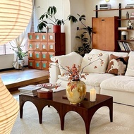 Retro Small Apartment Log Square Literary Modern Table Solid Wood Designer Nordic Coffee Table Full 