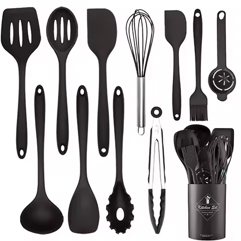 12Pcs Silicone Cooking Utensils Non-Stick Cooking Tools Universal Heat Kitchenware Resistant Kitchen