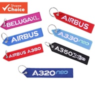 Keychain Double-sided Embroidery A320 Aviation Key Ring Chain for Aviation Gift Strap Lanyard