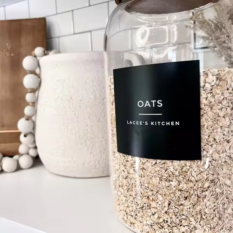 Personalized Pantry + Baking Labels, Custom Classic Black Design, 3 "x 3", Waterproof