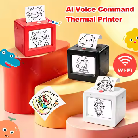 AI Voice Command Thermal Printer Inkless Printing for Creative Drawing Part Kids Gift Photo Printer 