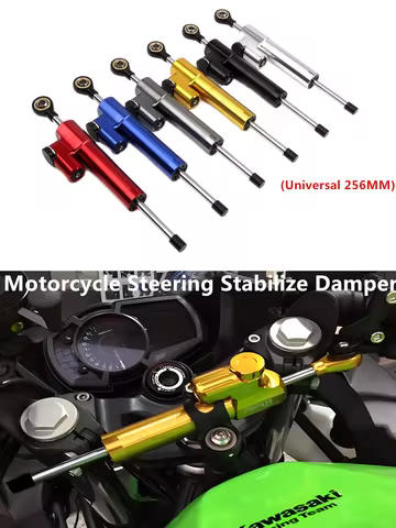 Motorcycle Adjustable Damper Universal Adjustable Damper CNC Aluminium Alloy 256MM Steering Stabiliz