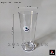 POLI (6Pcs) - 400ml Clear Plastic Poly Juice Glass (GL-20), Clear Cafe Glass, Milkshake Glass, Beautiful Glass, Cafe Drink Glass