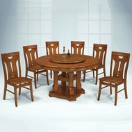 [特價]【MUNA 家居】3251型4.86尺實木圓餐桌(1桌6椅)(附轉盤)