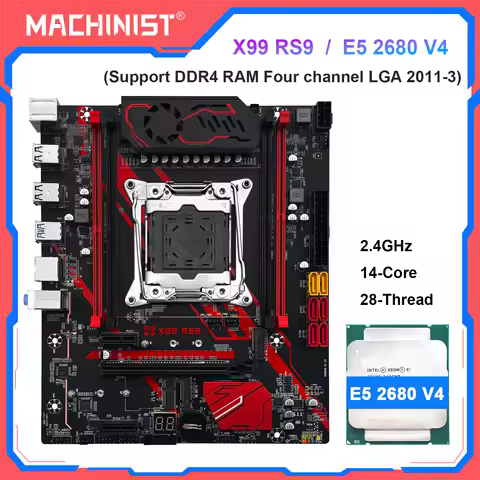 MACHINIST X99 RS9 Motherboard Combo Support LGA2011-3 Xeon E5 2680 V4 CPU NVME/SATA M.2 Four Channel