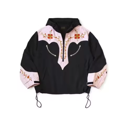 High Street Kapital Floral Embroidery Anorak Jacket Vintage Western Spliced Zip Windbreaker Men Wome