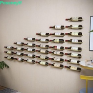 SAVIX Wine Rack, Black/Gold Useful Wine Bottle Holder, Support Shelf Stand Metal Hanging Wall Mounte
