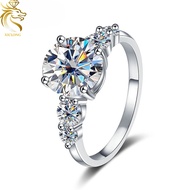 3.8ct Real Moissanite Ring 925 Sterling Silver Pass Diamond Tester GRA Certified D Color Round Cut F