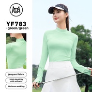 PGM YF783 เสื้อกอล์ฟสตรีฤดูใบไม้ผลิฤดูร้อนป้องกันแสงแดดแขนยาวคอเต่าเสื้อยืดผู้หญิงด้านบน 2025