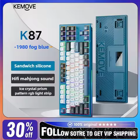 KEMOVE K87 Mechanical Keyboard Wireless Bluetooth Tri-mode RGB Hot Swap Long Life Business Office E-