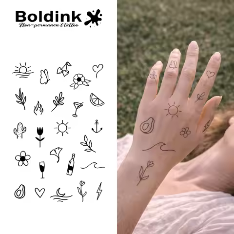 BOLDINK Fresh Summer Element Tattoo Sticker Unisex Stylish Easy Apply Waterproof Long Lasting 1-2 We