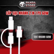 Type C to Type C + Lning charging cable, 2 in 1 fast charging cable, flexible conversion for multipl