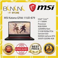 MSI Katana GF66 11UD-879 Intel® Core™ i7-11800H Processor 8GB DDR4 3200MHz Ram 512GB NVMe PCIe Gen3x4 SSD  NVIDIA GeFo