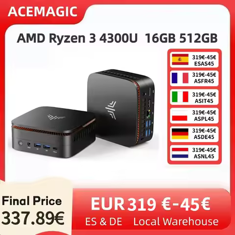 ACEMAGIC P1 AMD Ryzen 3 4300U Mini PC 16GB RAM DDR4 512GB SSD Gaming Micro Desktop Computer 4K Dual 