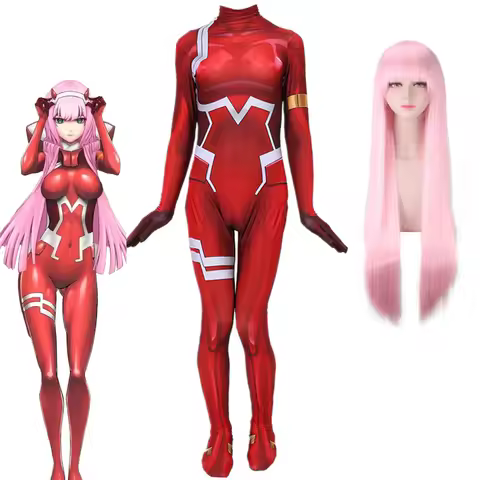 Zero Two Cosplay Costumes Bodysuit Anime Darling in the Franxx 02 Jumpsuit Body suit Wig Women Hallo