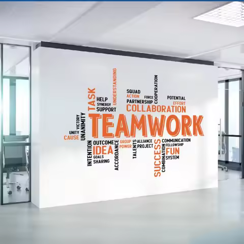 Teamwork Office Inspirational Quote Wall Sticker Decal Business Success Cooperation Motivational Quo