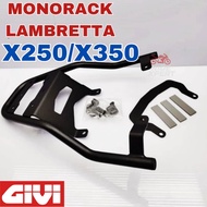MONORACK GIVI LAMBRETTA X250 X350 BLACK TAPAK BOX BACK TOP BRACKET MOTORCYCLE PART ACCESSORIES