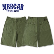 กางเกงขาสั้นห้าส่วนของ MBBCAR กางเกงขาสั้นผ้าซาตินสำหรับใส่ทำงานอเมริกาแบบย้อนยุคกางเกงสาน OG-107