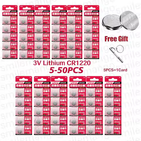 5-40Pcs CR1220 Batteries 3V Lithium Coin Cell CR 1220 Battery High Capacity for Watches Healthcare D