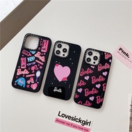 CASETiFY Mirror Case【Black Barbie sticker】IPhone Case For iPhone 15 Pro MAX 12 13 14 Pro MAX Cartoon Impact Resistant Silicone Phone Cover Soft TPU Casing