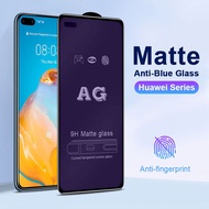 Huawei P40 P30 Lite P20 Pro Mate 20 Nova 8i 7 SE 7i 5T Honor 8X Anti Blue Light Matte Tempered Glass Full Cover Screen Protector