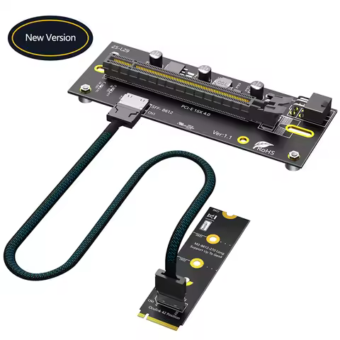 TISHRIC M.2 M-Key 2242/2260/2280 To PCIE 4.0 X16 Riser Card PWR ATX 6PIN 12 VUp To 32G/bps With Ocul