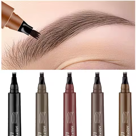 Micro Blade Eyebrow Pencil Upgrade Ladies Eyebrow Pencil With 4 Fork Tips And Spool Brush Natural Sh