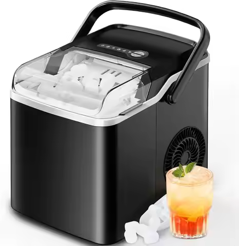 Countertop Ice Maker, 9 Cubes in 6 Mins, 26lbs in 24Hrs, Portable Ice Machine with Self-Cleaning, 2
