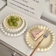 Korean Style ins Style Creamy Ceramic Plate Pearl Ordering Plate Milky Beaded Dessert Plate Breakfas