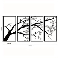 metal iron 4 Pcs Stunning Tree of Life Metal Wall Hanging Art - Black Branch Wall Decor for Indoor/O