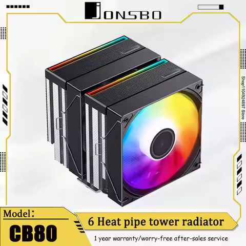 JONSBO CB80 Snow Series Twin Tower Radiator 6 Heat Pipes 12CM PWM Fan 5V ARGB Light Effect Tower CPU