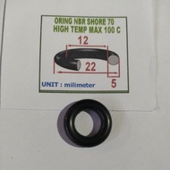 Oring 5 x 12 x 22 mm MATERIAL: NBR 70 FKM-VITON 75 HIGH TEMP OIL RESISTANT/